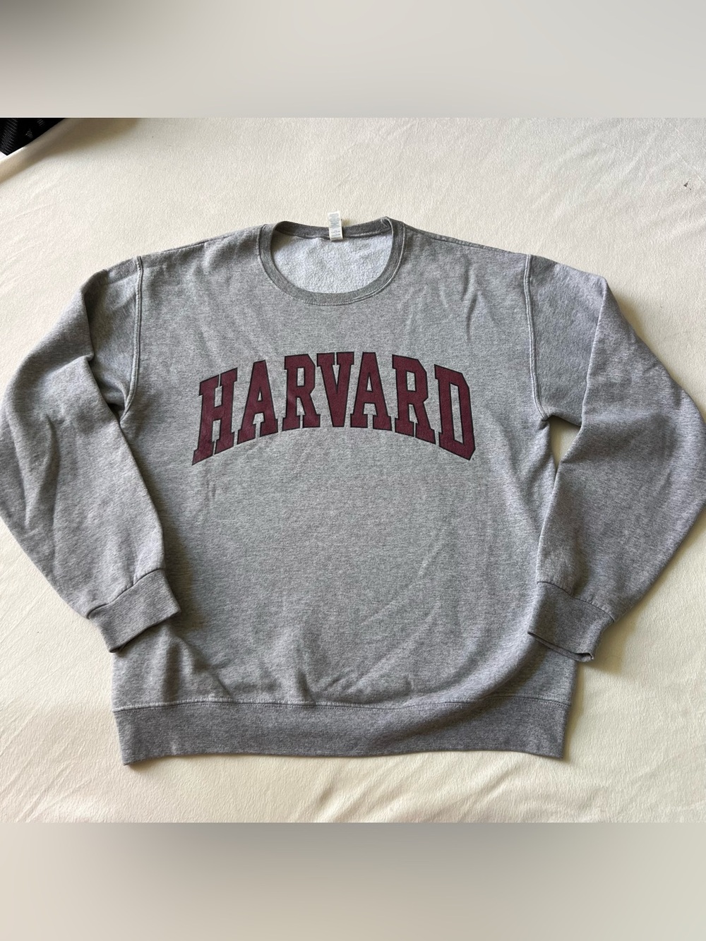 Harvard Gray Crewneck Sweatshirt with Maroon Logo block logo college